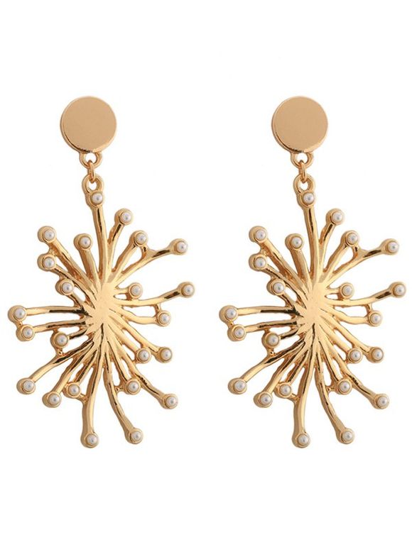 Boucles d'oreilles à motif floral en fausse perle - d'or 
