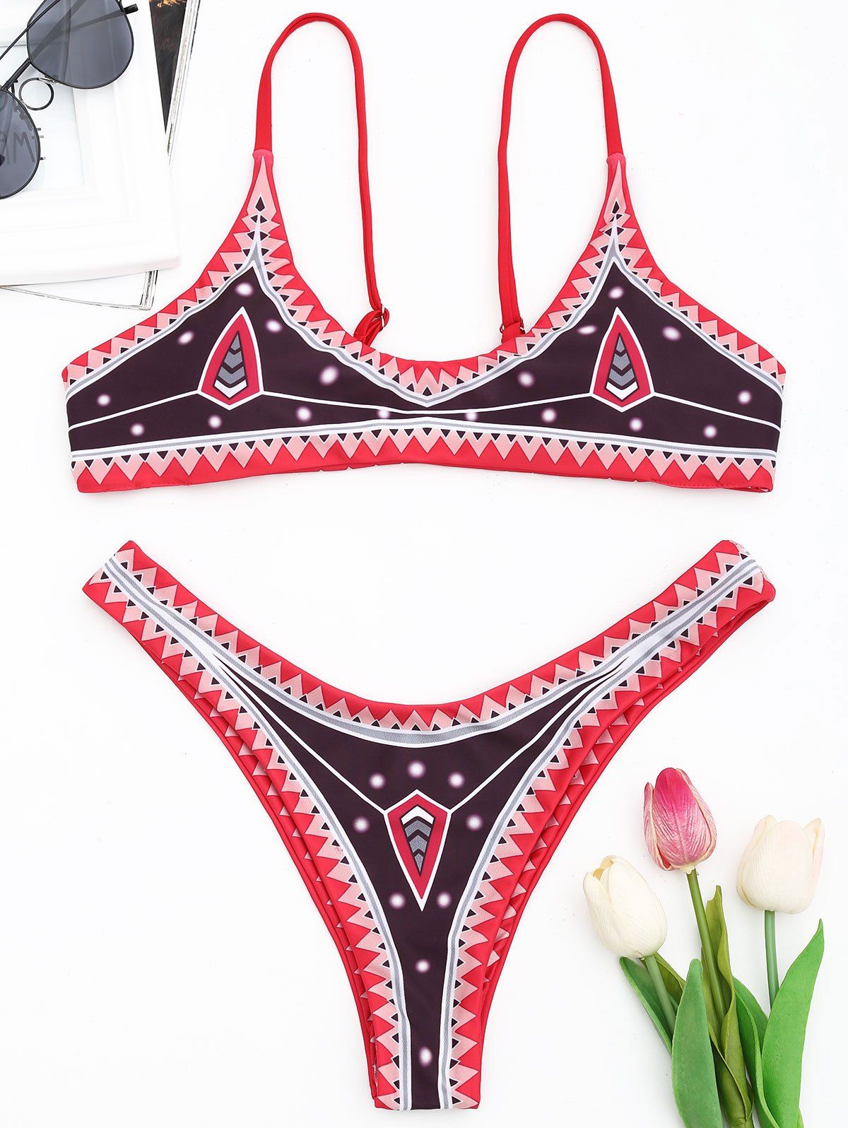 

Printed Padded High Cut Bikini Set, Colormix