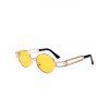 Anti UV Hollow Out Decorated Metal Full Frame Oval Sunglasses - YELLOW 