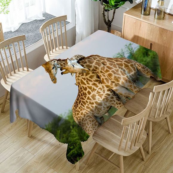 Nappe de Table étanche Imprimé Couple de Girafe Romantique 3D - Girafe W60 INCH * L84 INCH