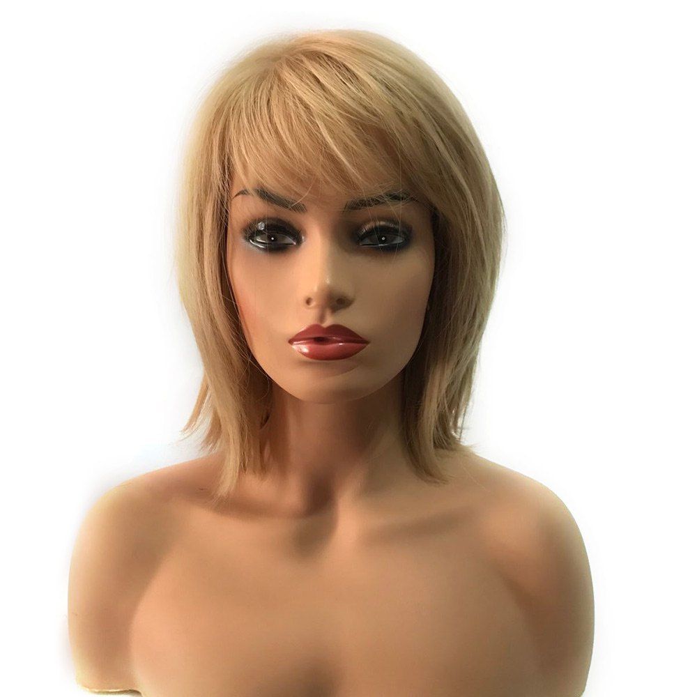 

Short Side Bang Straight Capless Heat Resistant Synthetic Wig, Golden
