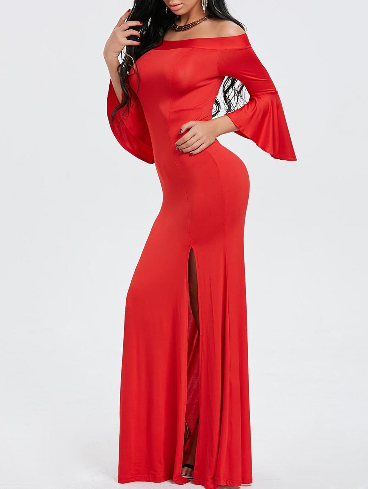 

Off Shoulder Wedding Prom Dress, Red