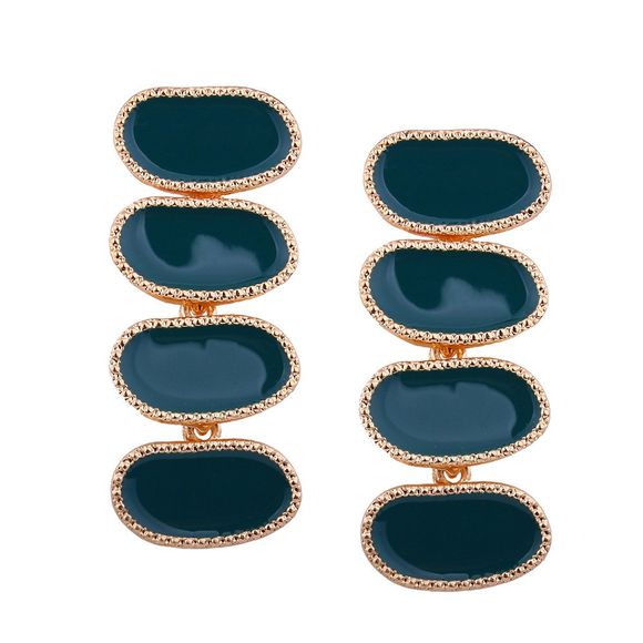 Boucles d'Oreilles Pendantes Motif Géométrique Multi Couches Style Vintage - Vert 