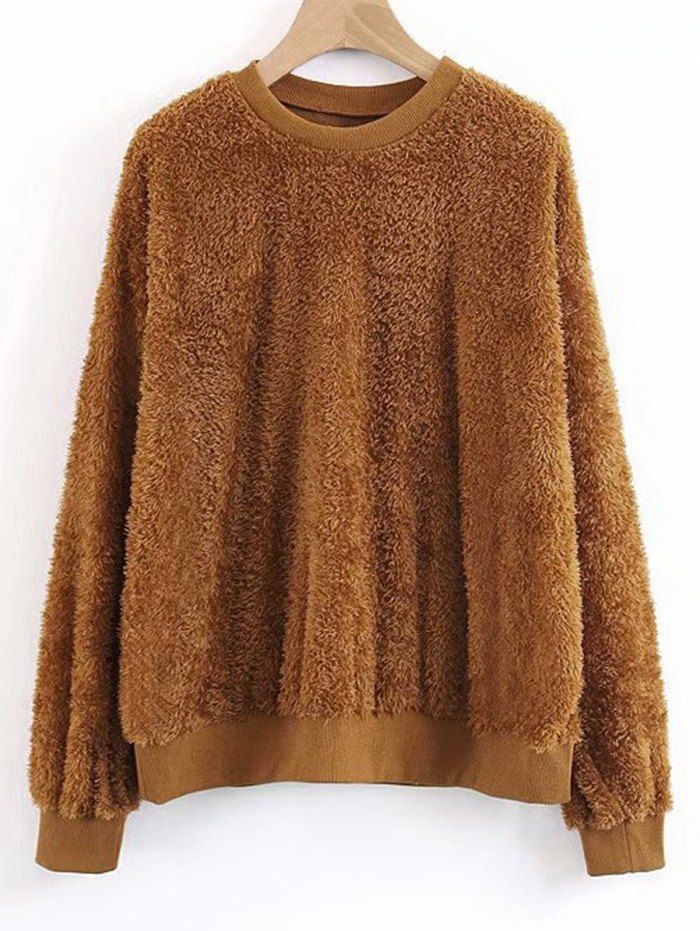 

Textured Shearling Sweatshirt, Brown