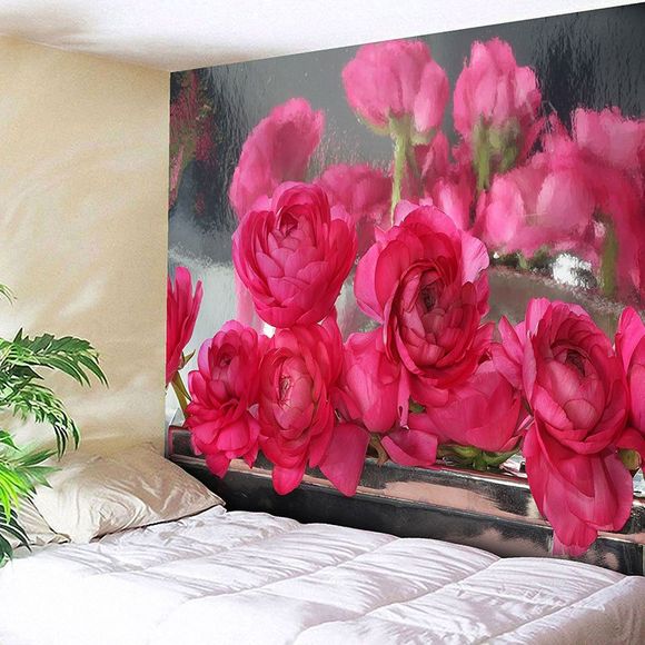 Tapisserie Murale Suspendue Imprimé Fleurs - Rose Foncé W79 INCH * L59 INCH
