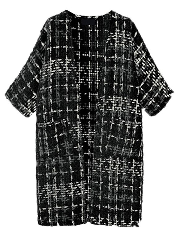 Poches Long Tweed Manteau - Noir L