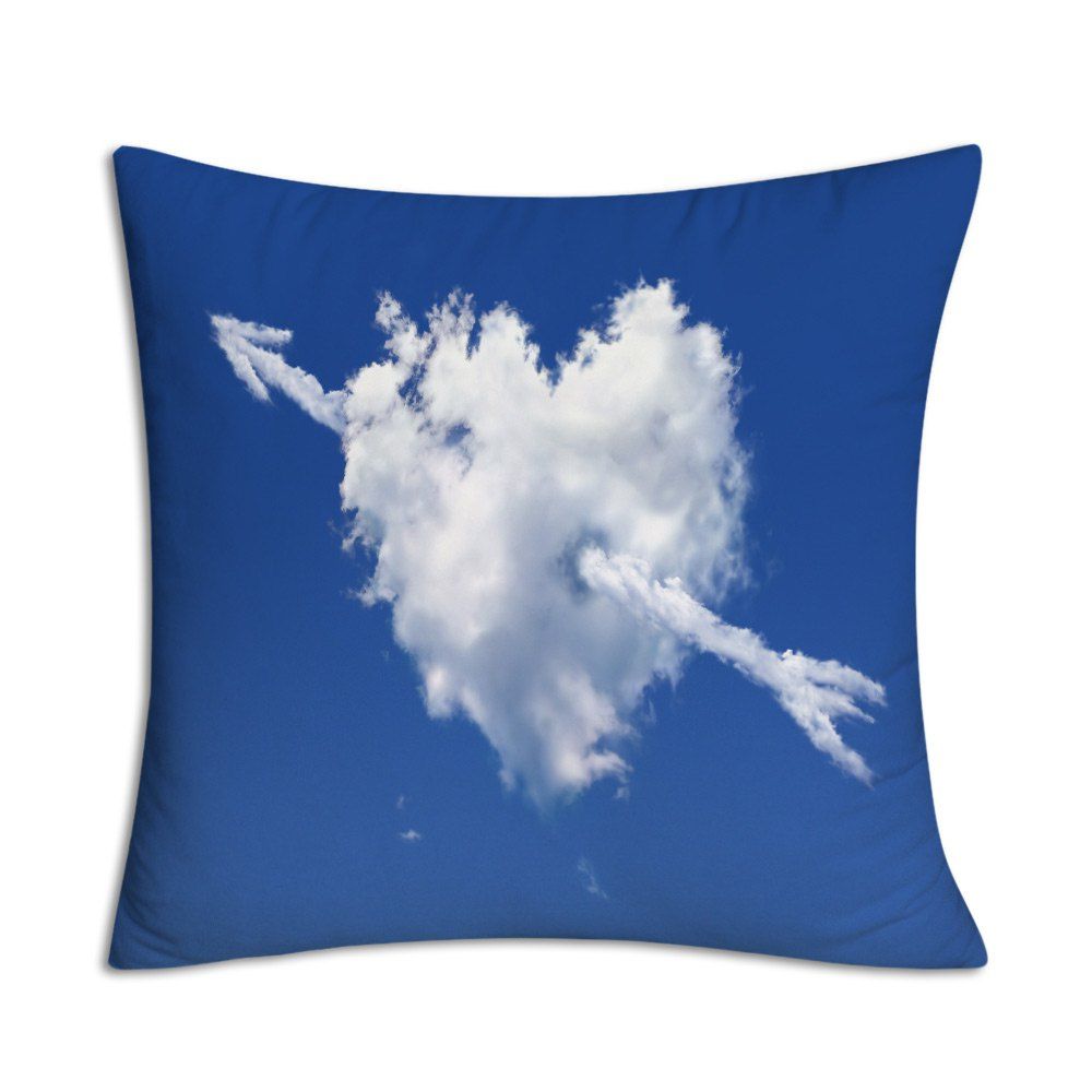 

Valentine's Day Cloud Arrow Heart Printed Pillowcase, Blue