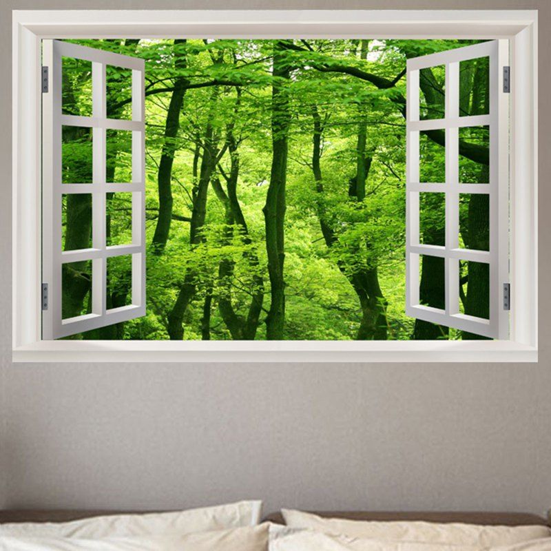 

Window Forest Pattern 3D Wall Art Sticker, Green