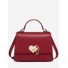 Heart Metal Embellished Handbag - RED 