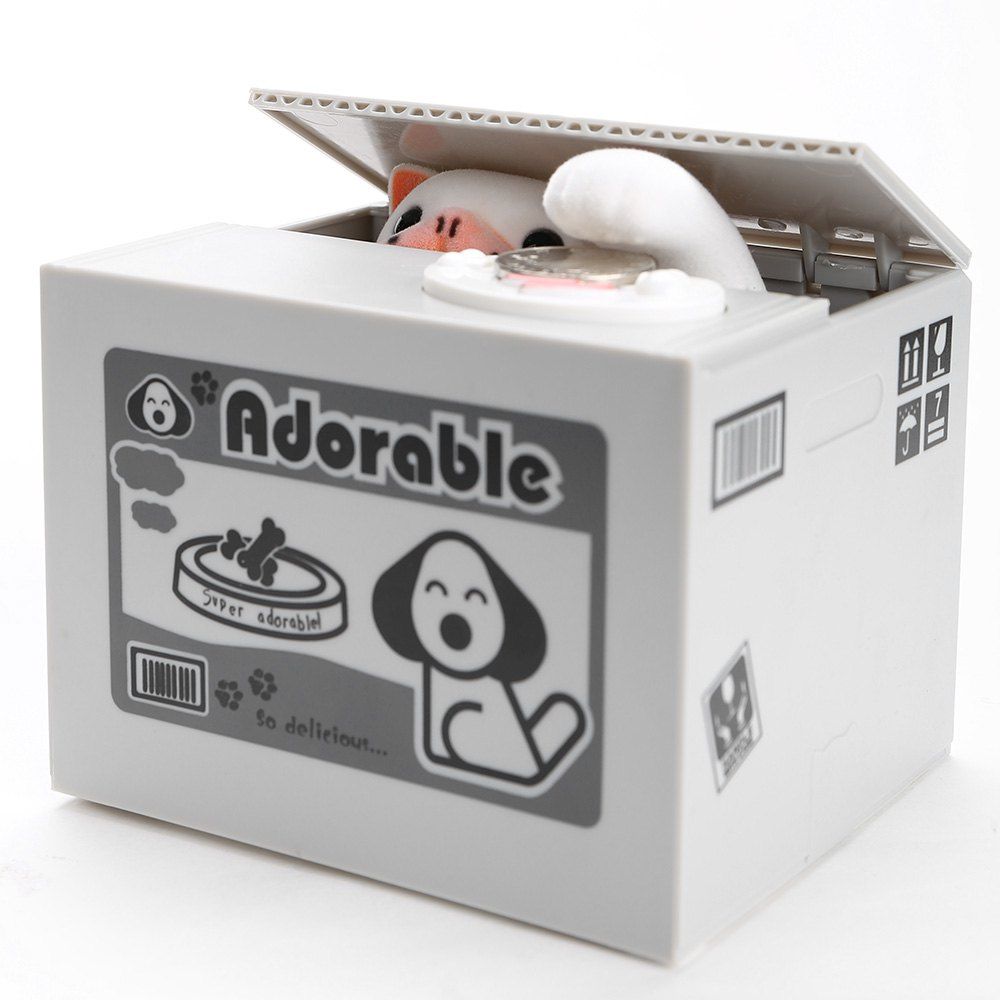 

Electric Automated Dog Design Steal Coins Money Box, Gray