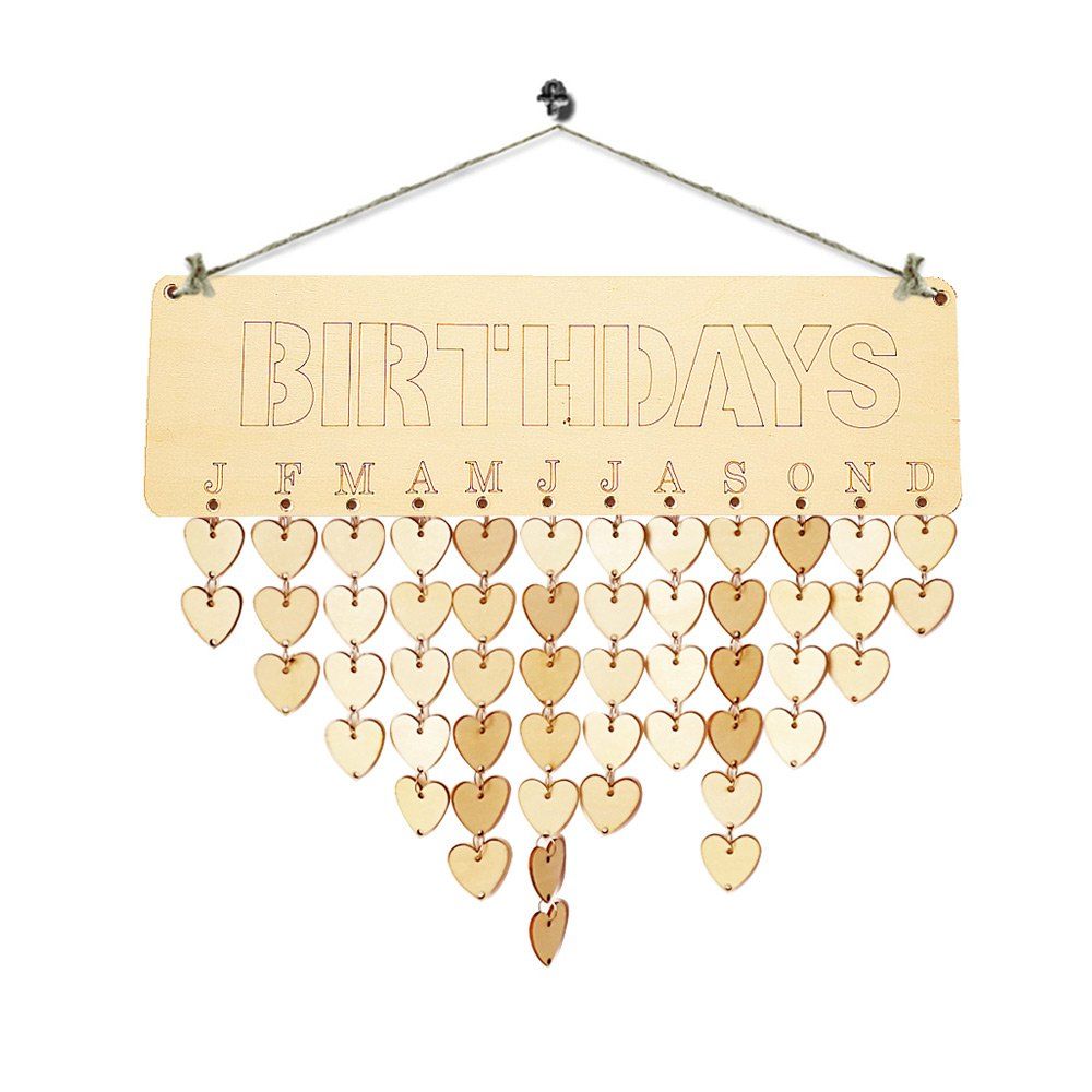 [41 OFF] 2021 Birthday Calendar Wooden DIY Reminder Board In HEART