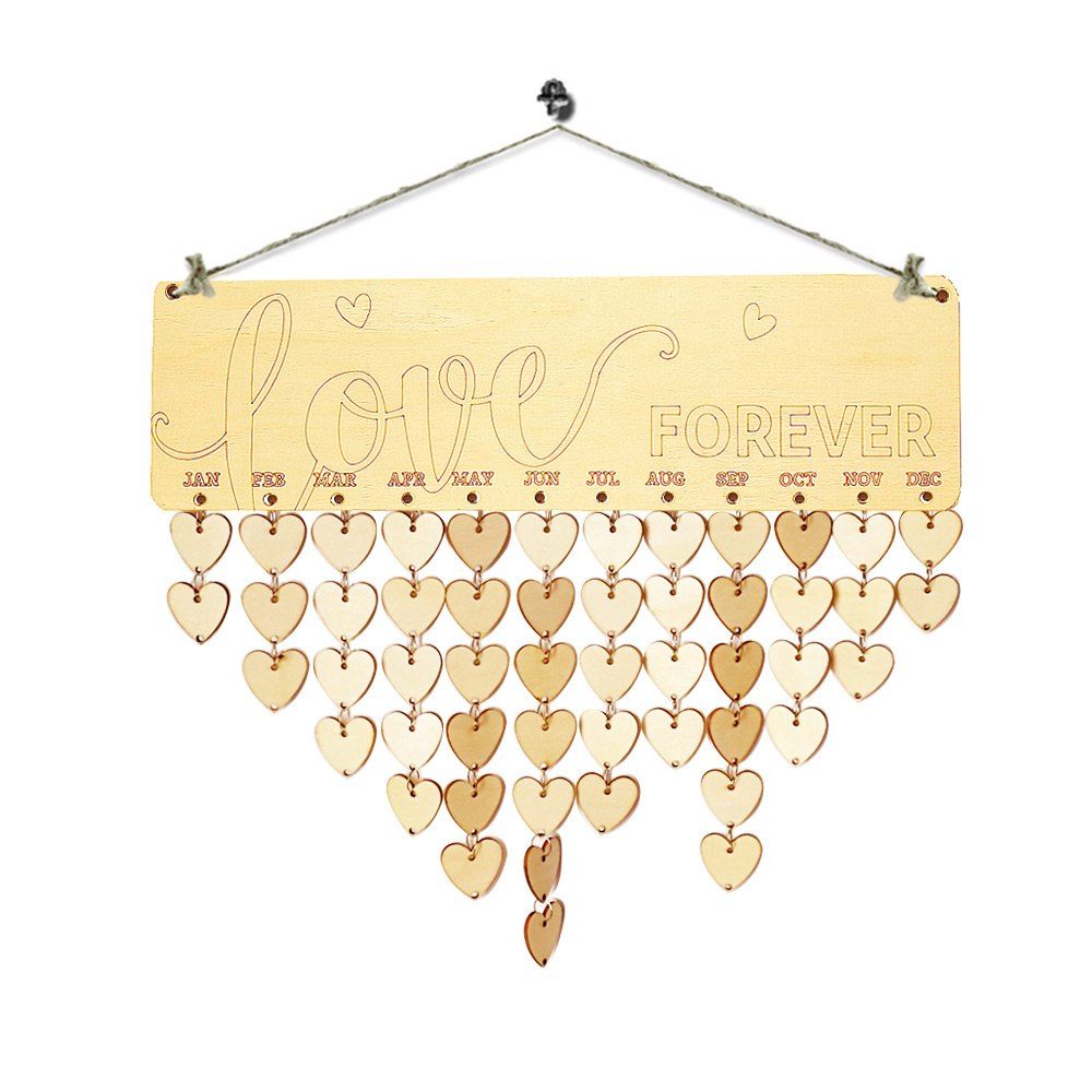 17 Off Calendrier En Bois Diy De Rappel Des Anniversaires Avec Inscription Love Forever En Coeur Dresslily France