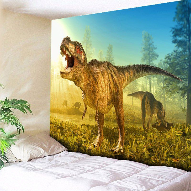 

Dinosaur Foraging For Food In The Forest Printed Wall Tapestry, Yellow