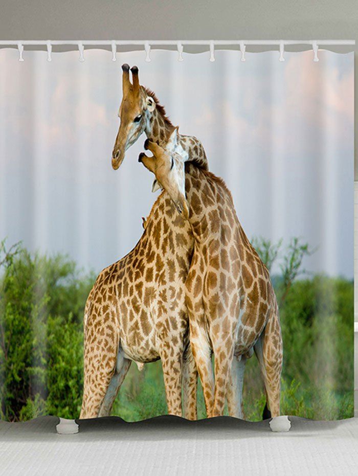 

Giraffe Print Waterproof Bath Curtain
