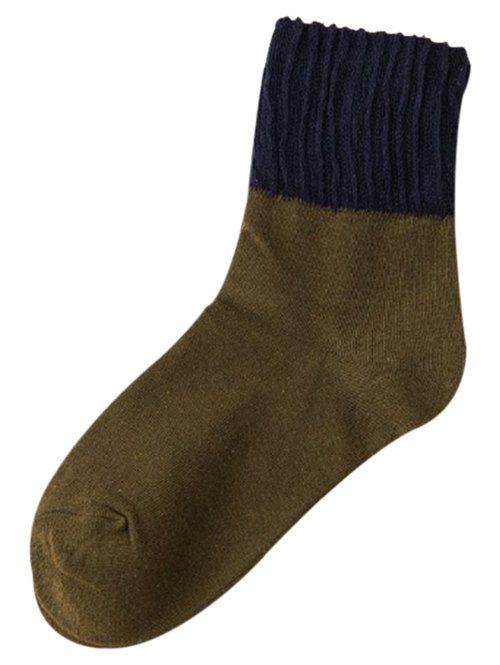 

Pair of Color Splice Pattern Crew Socks, Marine green