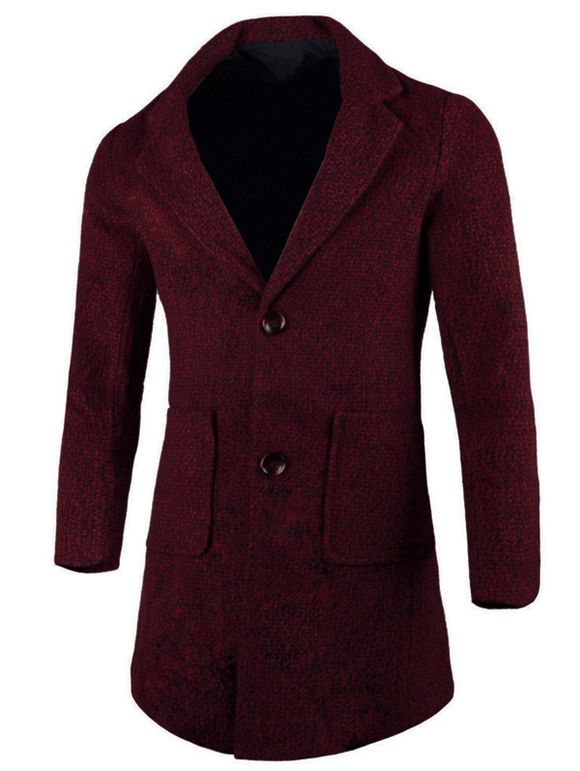 Manteau avec Patte de Boutonnage à Deux Boutons en Mélange de Laine - Rouge vineux XL
