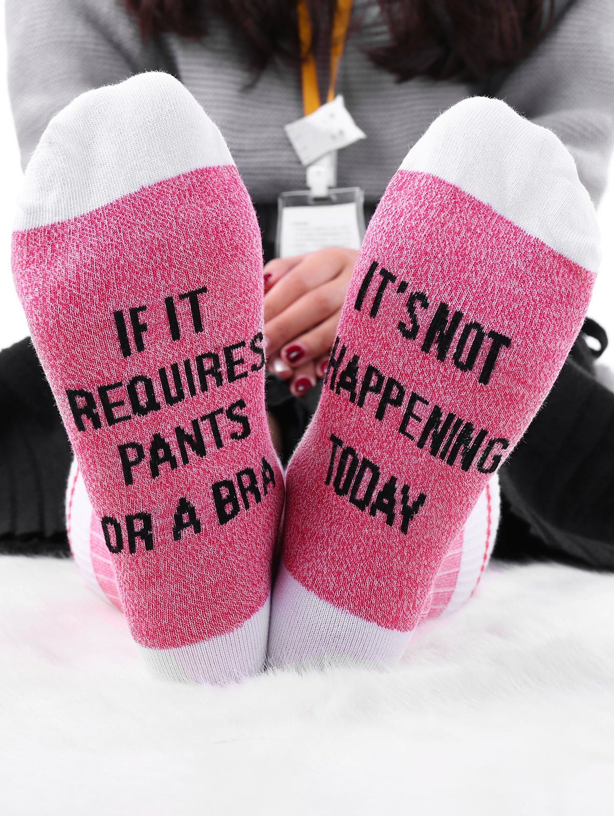 

Pair Of Letter Print Crew Graphic Socks, Tutti frutti
