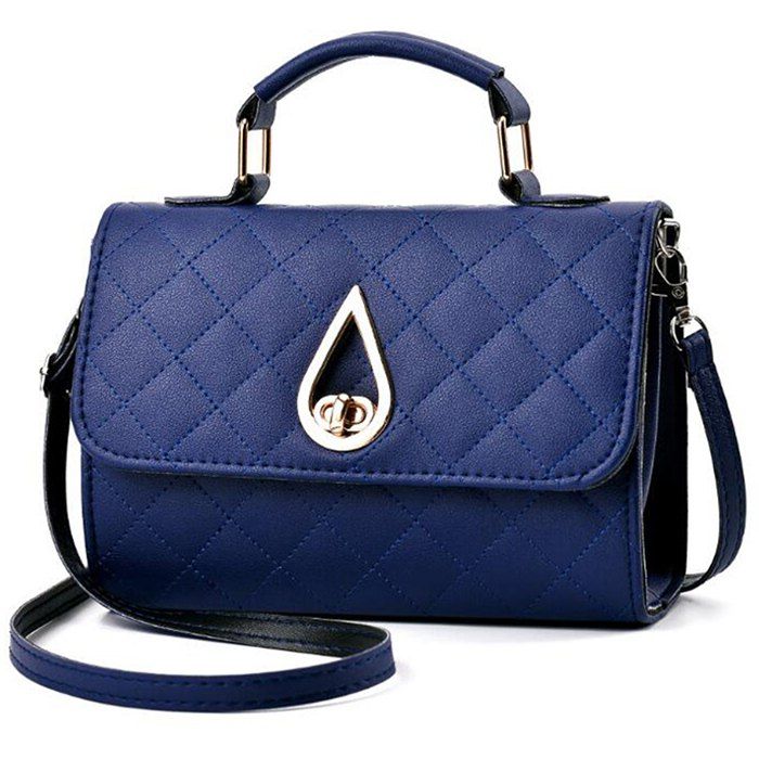 

Quilted Flap Twist Lock Handbag, Blue