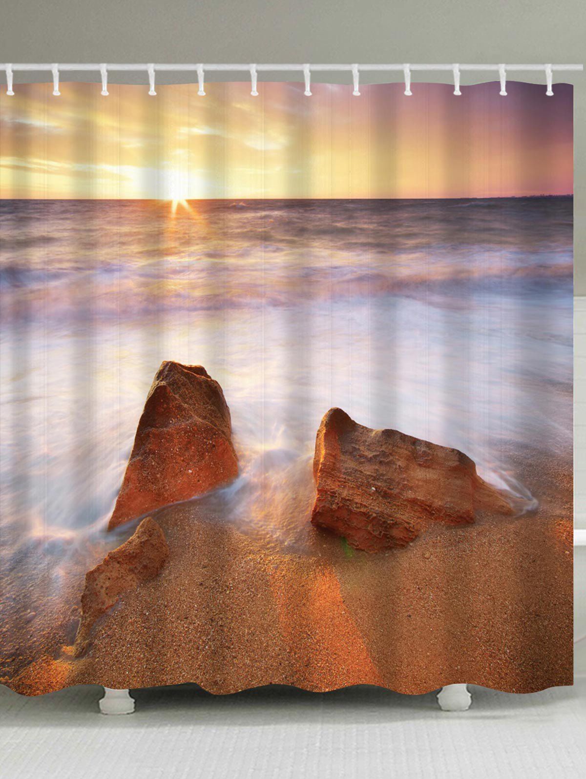 

Sunrise By The Sea Printed Waterproof Shower Curtain, Colormix