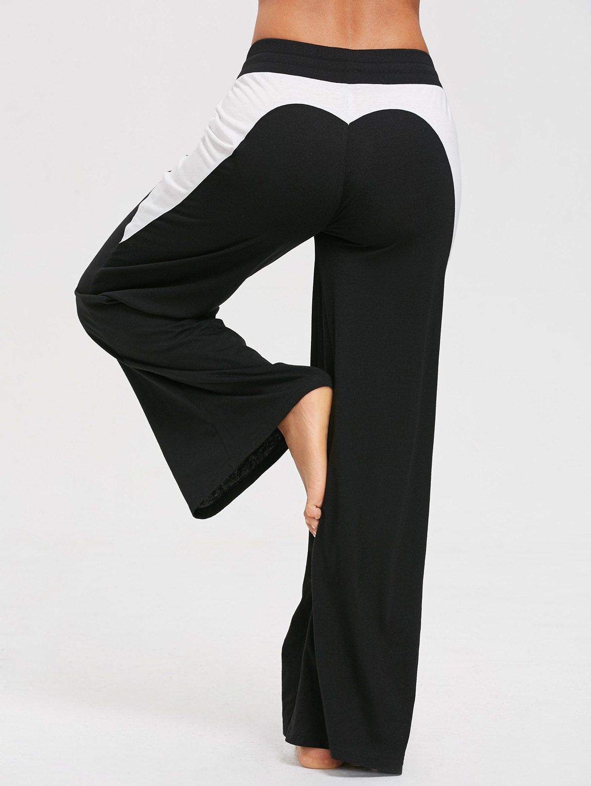 

Bowknot Color Block Wide Leg Pants, White and black
