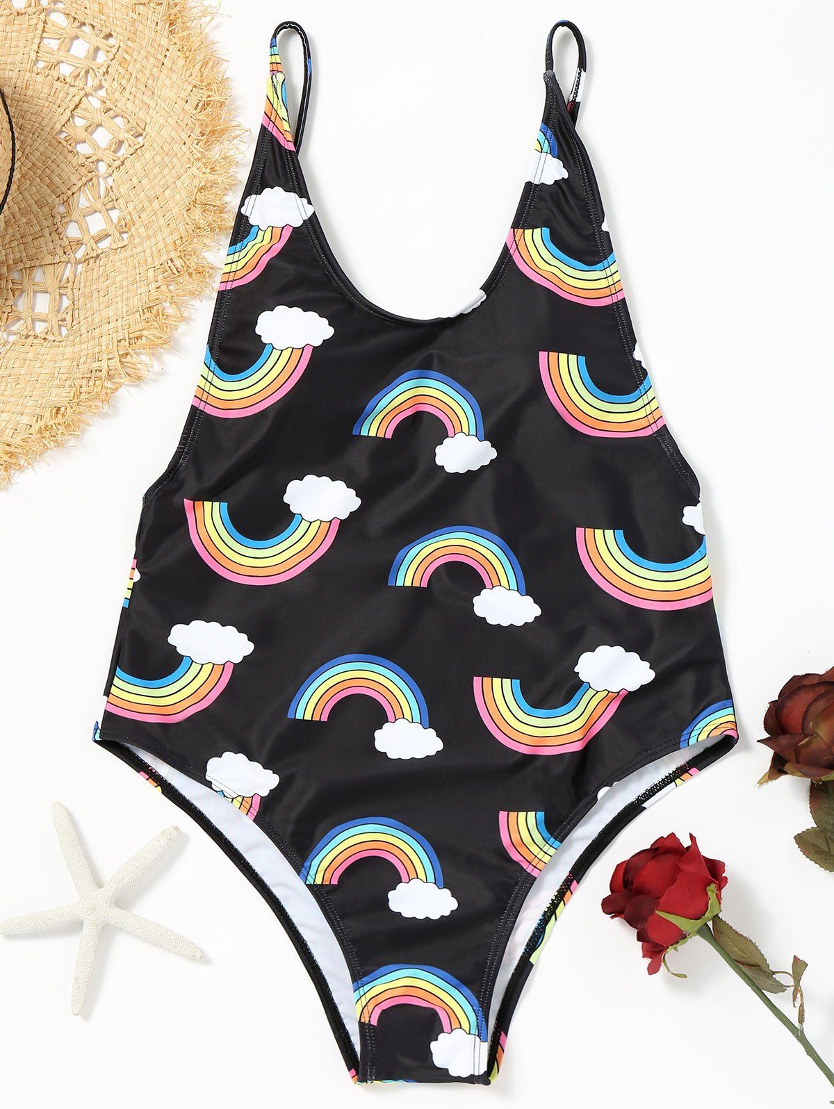 [32% OFF] 2021 Backless Rainbow Print One Piece Swimsuit In COLORMIX ...