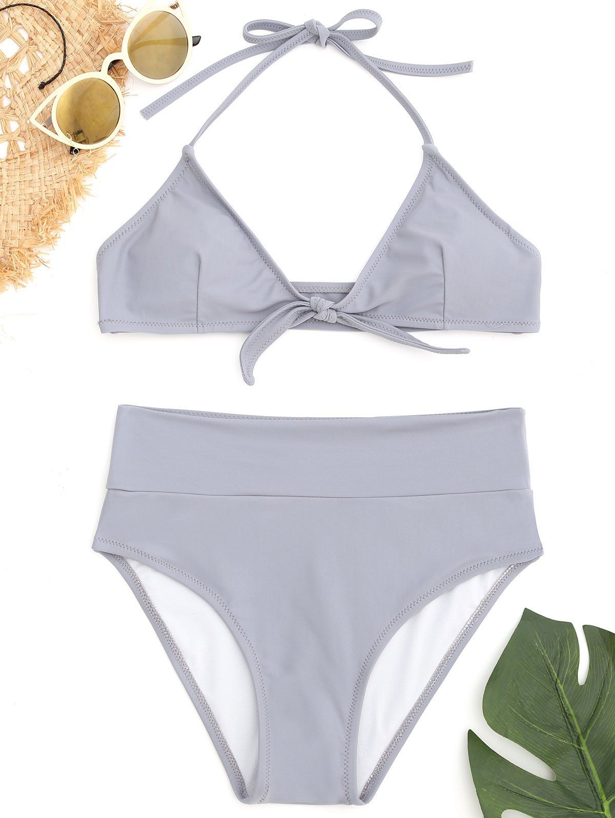

Halter Knot Bikini Set, Blue gray
