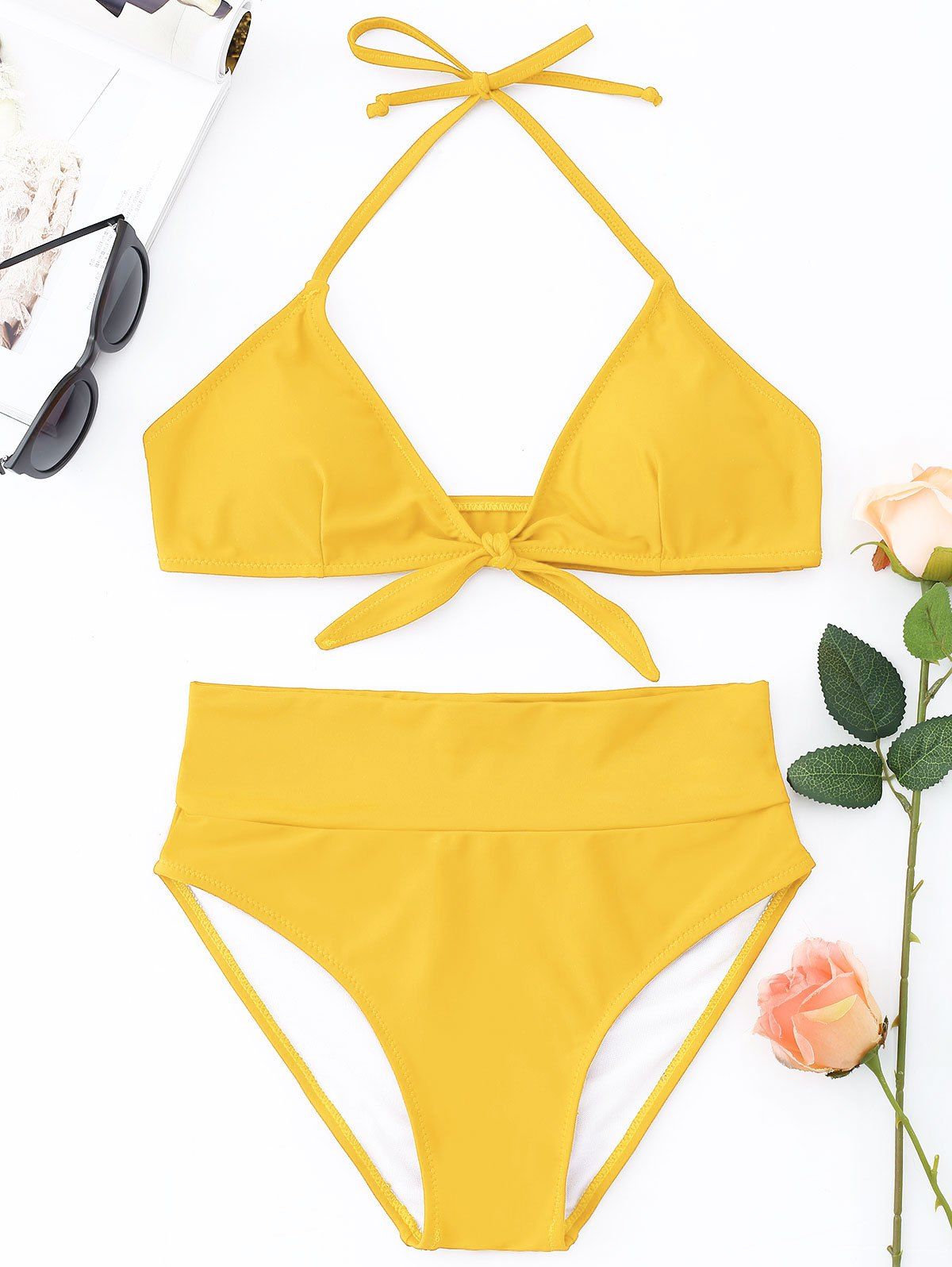 

Halter Knot Bikini Set, Yellow