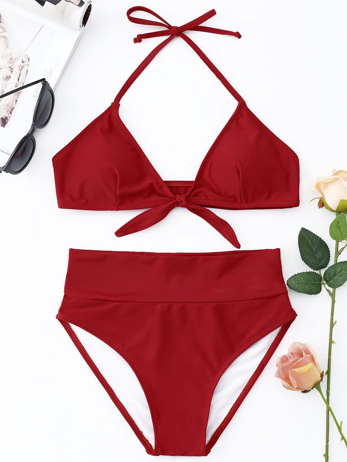 

Halter Knot Bikini Set, Red