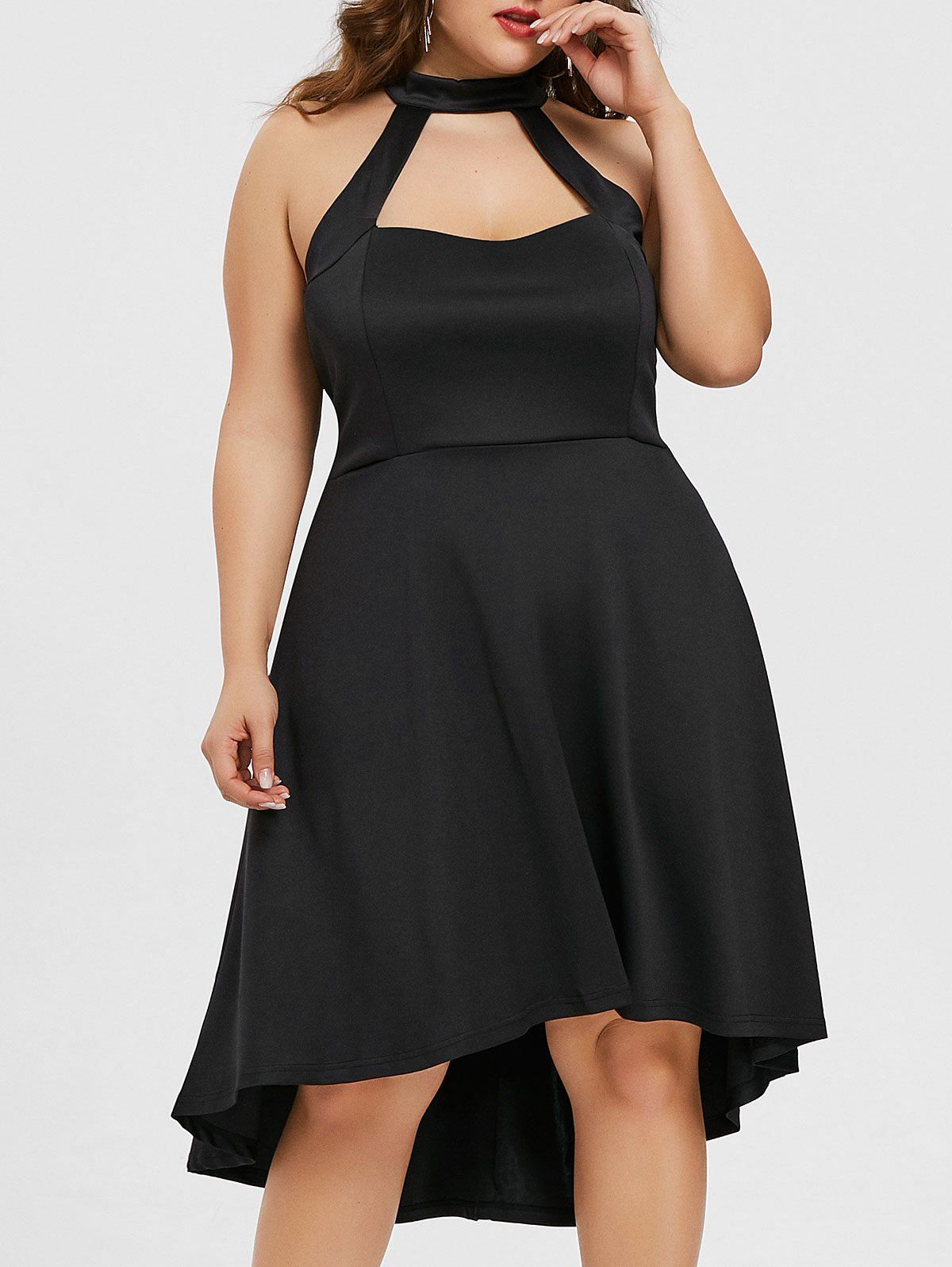 

Plus Size High Neck Party Dress, Black