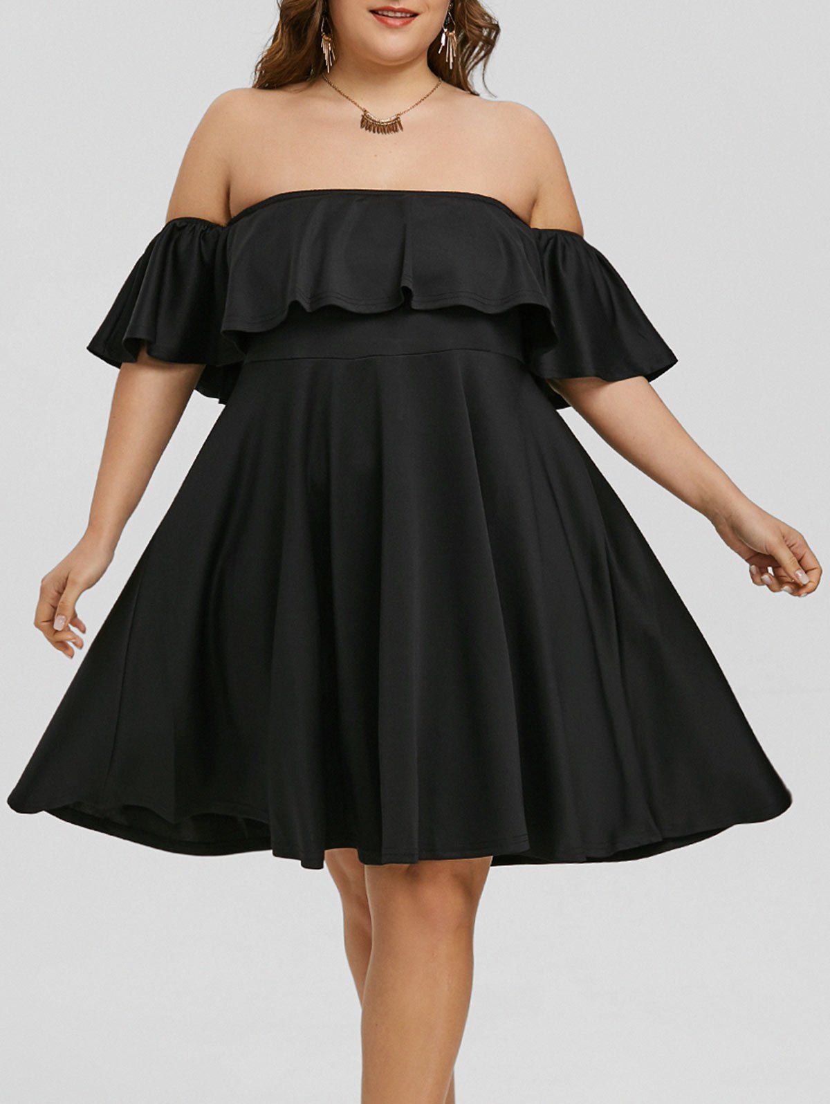 

Plus Size Off The Shoulder Dress, Black