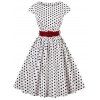 Robe Ceinturée à Pois Grande Taille - Blanc 3XL