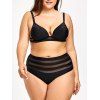 Ensemble Bikini avec Empiècements en Maille Grande-Taille - Noir XL