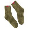 Paire de chaussettes d'équipage en mélange de coton décoré Label - Vert Armée 