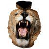 Sweat à Capuche Pull-over 3D Tigre Imprimé - Kaki M