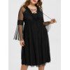 Robe Mi-longue Plongeante à Lacets Grande Taille - Noir XL