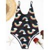 Maillot de Bain Une-Pièce à Imprimé Arc-en-Ciel Sans Dos - multicolore M
