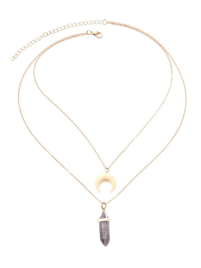 

Valentine's Day Layered Faux Moon Crystal Pendant Necklace, Golden