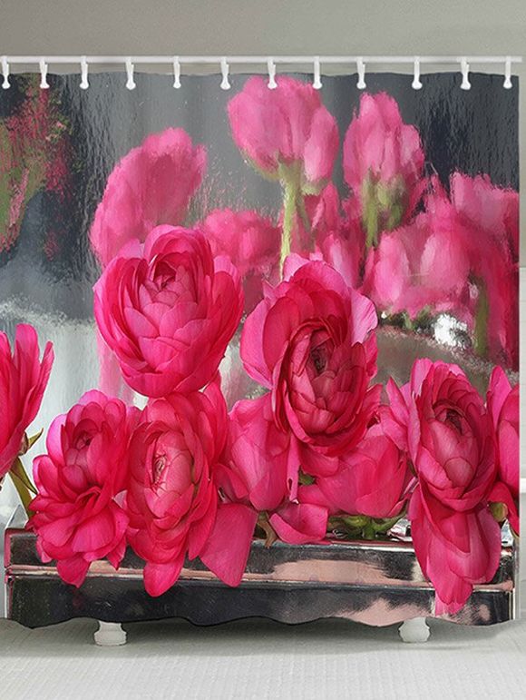 Rideau de Douche Imperméable Motif Fleurs - Rouge W71 INCH * L71 INCH