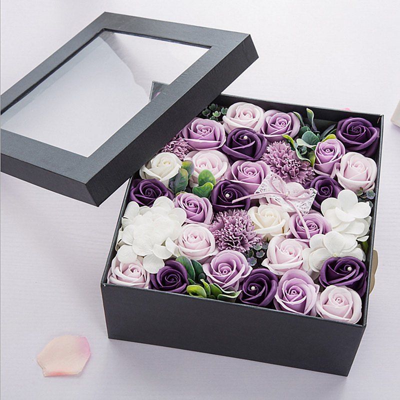 

One Box Scented Flower Soap Gift Valentine's Present, Purple