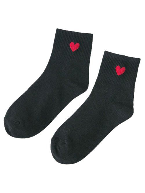 

Small Heart Knitted Ankle Socks, Black