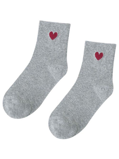 

Small Heart Knitted Ankle Socks, Gray