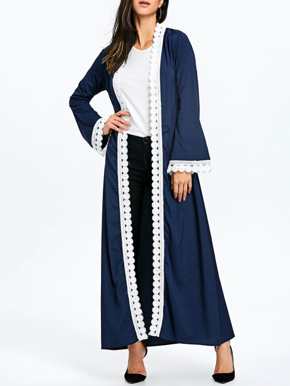 Manteau Arabique Maxi avec Ceinture Nouée - Bleu Violet XL