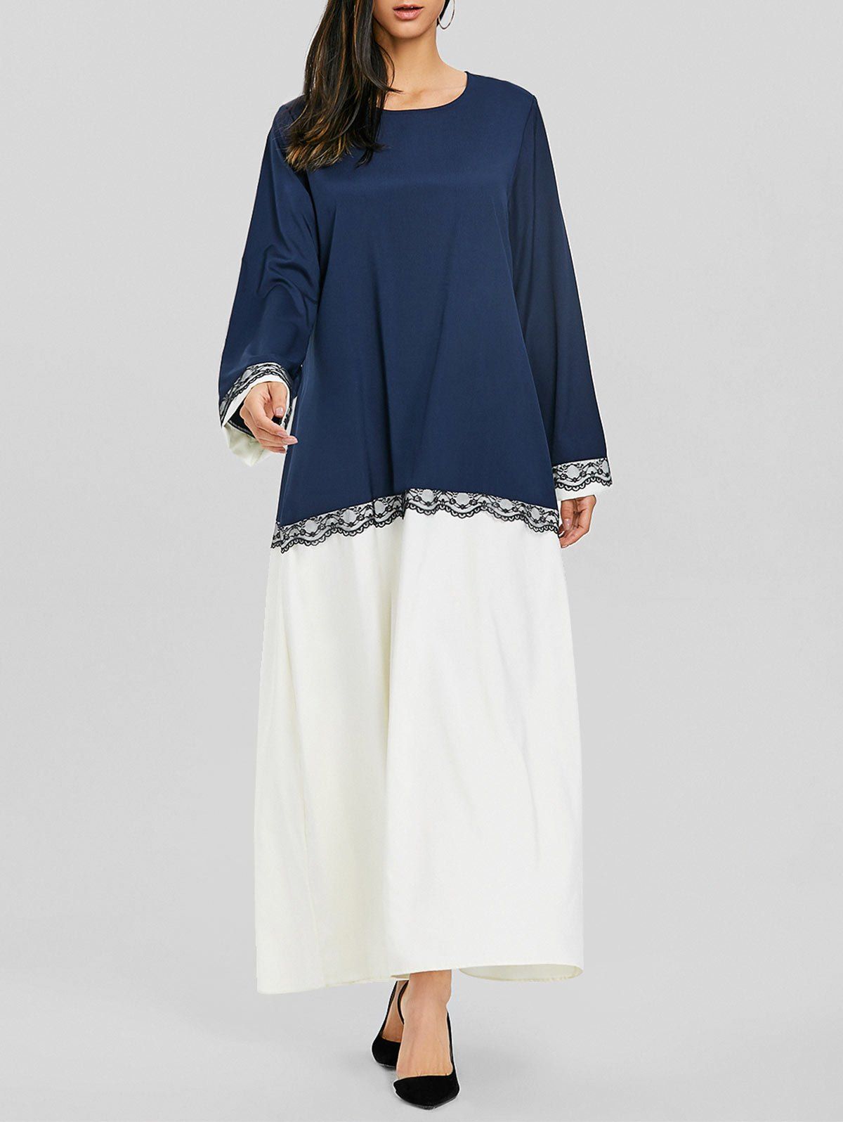 

Two Tone Middle Eastern Longline Dress, Purplish blue