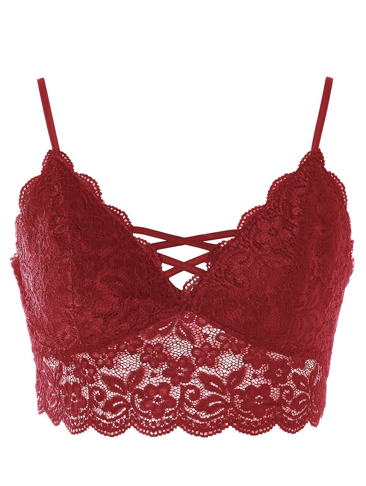 

Plus Size Scalloped Edge Lace Camisole, Red