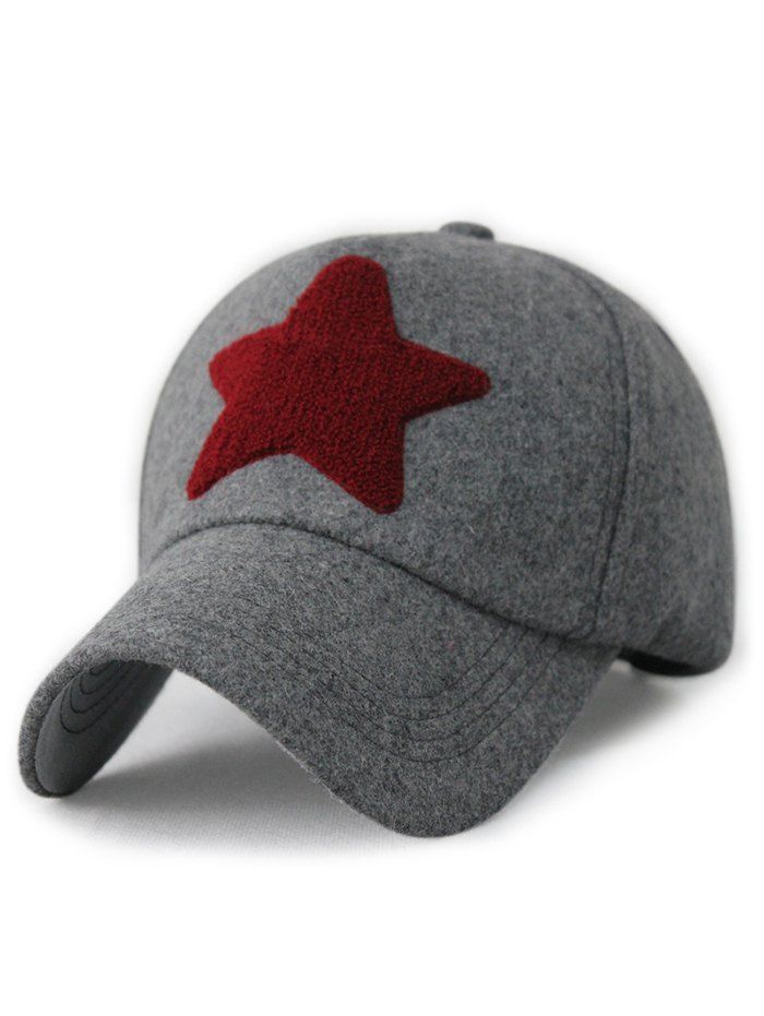 

Furry Star Pattern Decoration Baseball Hat, Gray