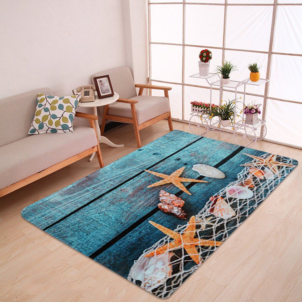 

Large Size Starfish Shell Coral Fleece Bath Rug, Colormix