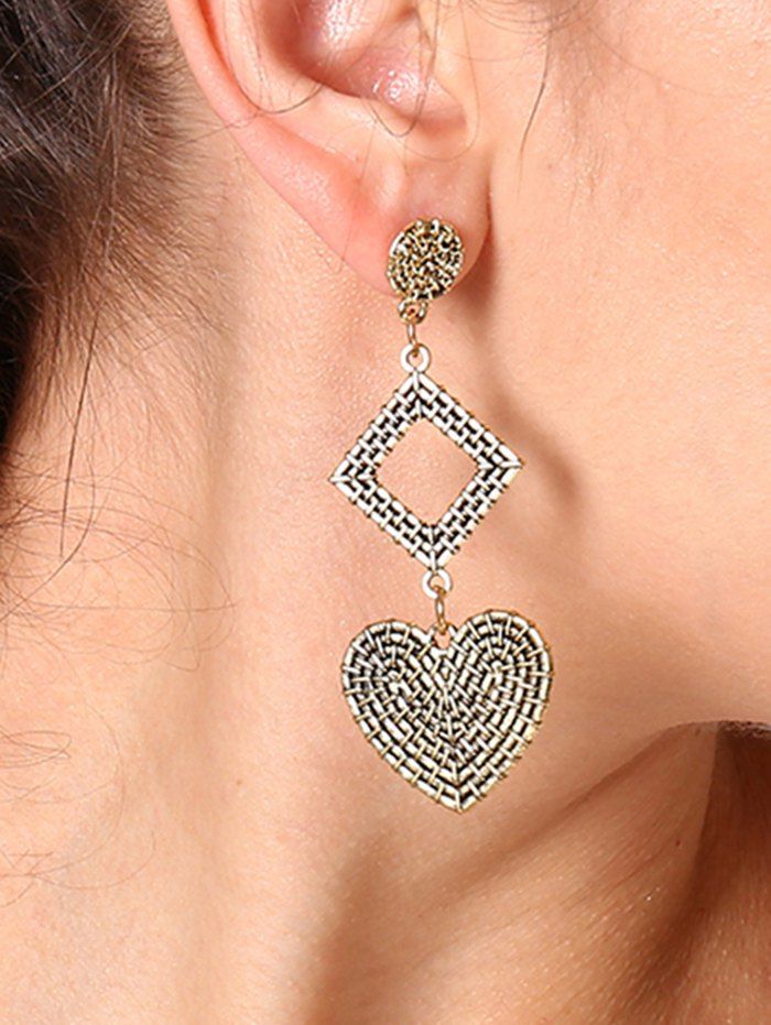

Geometrical Heart Drop Earrings, Golden