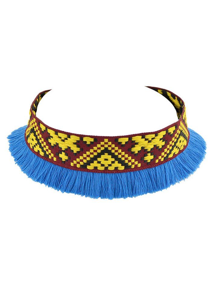

Decorative Embroidery Fringe Choker Necklace, Colormix