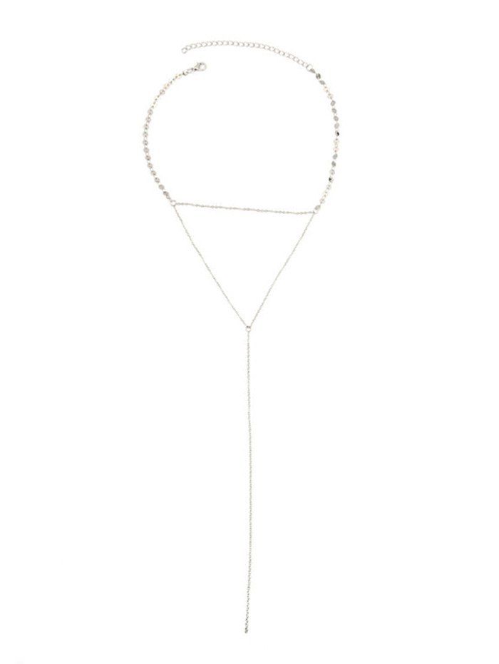 

Triangle Fringed Paillette Pendant Necklace, Silver