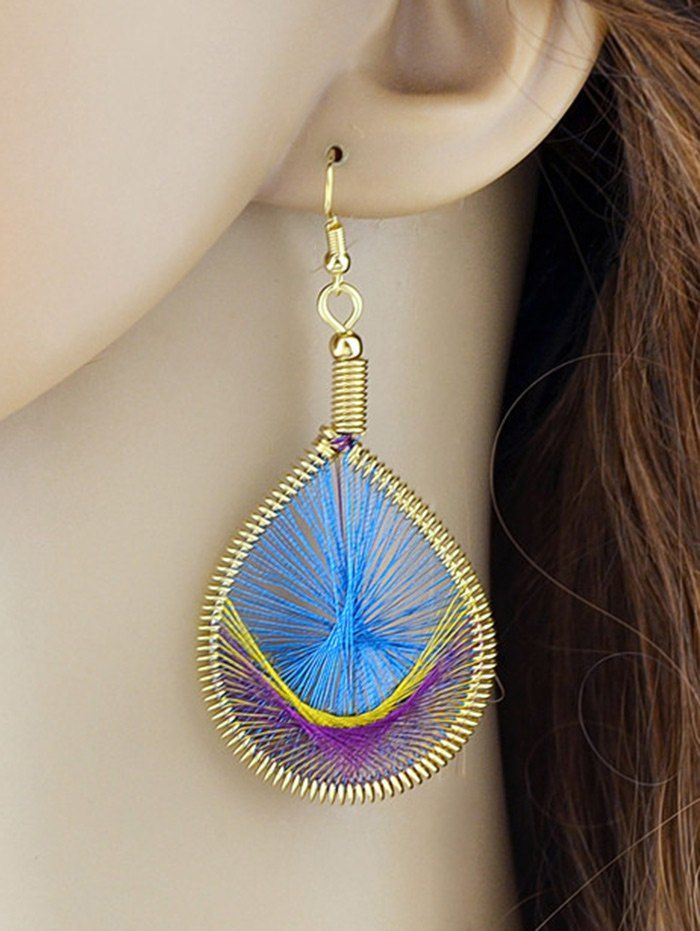 

Bohemian Hollow Out Waterdrop Drop Earrings, Blue